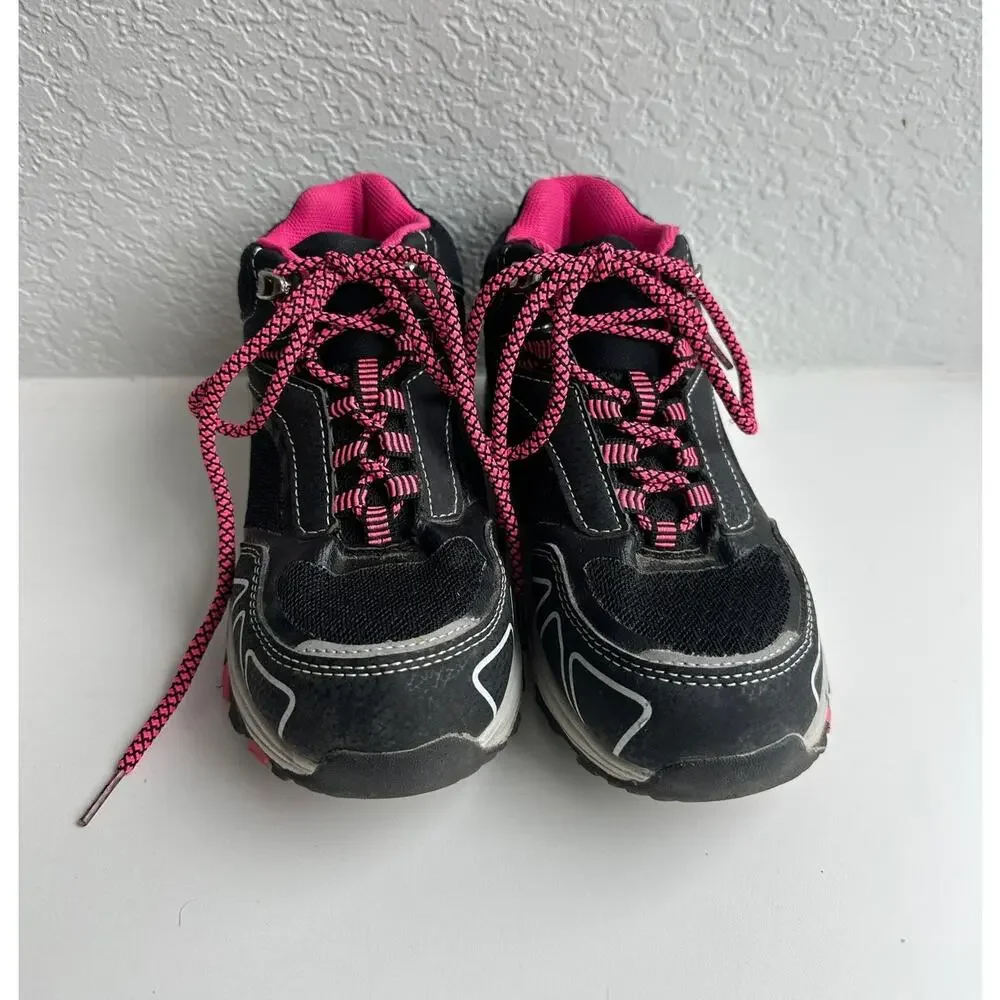 Girls Black & Pink Hiking Boots Size 12 Trail Sneakers